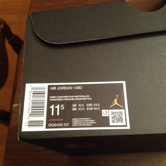 Air Jordan 1 Mid Men's Concord/White/Black/Taxi Sneakers -USA Size:11.5- NIB - Picture 12 of 14